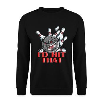 Bowlingspruch das würde ich Treffen Bowlingkugel - Unisex Pullover - Schwarz - Vorne - Alina (178cm) & Michal (187cm)