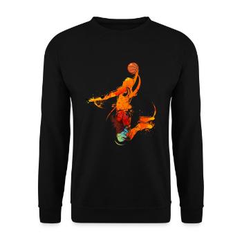 Basketball Player Dunking Jump Fire Flame Retro - Unisex Sweatshirt - black - Front - Alina (178cm) & Michal (187cm)