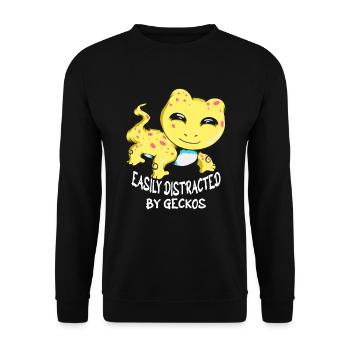 Easily distracted by geckos lizard breeders - Unisex Sweatshirt - black - Front - Alina (178cm) & Michal (187cm)