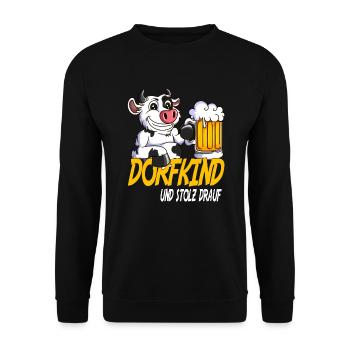 Landwirt Dorfkind & Stolz drauf Dorfkinder Spruch - Unisex Pullover - Schwarz - Vorne - Alina (178cm) & Michal (187cm)