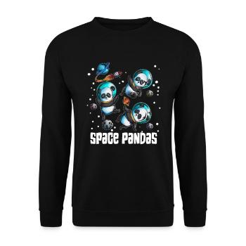 Space Pandas Raumschiff Planeten Asteroiden Medeor - Unisex Pullover - Schwarz - Vorne - Alina (178cm) & Michal (187cm)