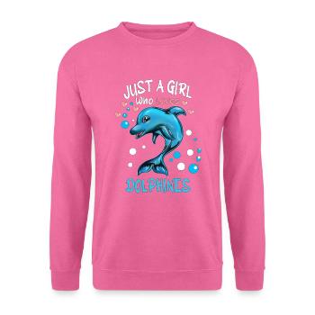 Meeressäuger Delfin Mädchn die Delfine liebt - Unisex Pullover - Pink - Vorne