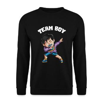 Team Boy Junge Mann Enkelsohn Baby Säugling - Unisex Pullover - Schwarz - Vorne - Alina (178cm) & Michal (187cm)
