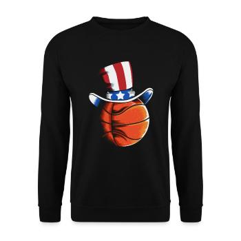 Lustige Basketball Amerika Flagge Basketallspieler - Unisex Pullover - Schwarz - Vorne - Alina (178cm) & Michal (187cm)