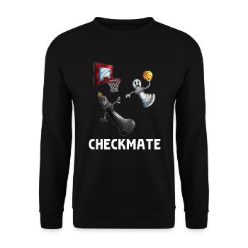Basketball Dunking Bauer schlägt König Brettspiell - Unisex Pullover - Schwarz - Vorne - Alina (178cm) & Michal (187cm)