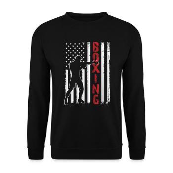 Boxer Boxring Amerikaflagge Box Boxkampf Boxsack - Unisex Pullover - Schwarz - Vorne - Alina (178cm) & Michal (187cm)