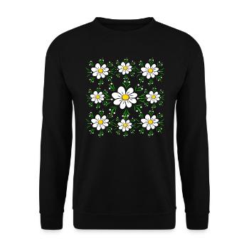 Daisies, daisies, flower tendrils, floral, floral - Unisex Sweatshirt - black - Front - Alina (178cm) & Michal (187cm)