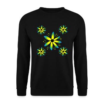 Motif floral coloré Fleur de vrille florale - Sweat-shirt Unisexe - noir - Devant - Alina (178cm) & Michal (187cm)
