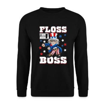 USA Flagge Floss Like a Chef Feiertagsshirt - Unisex Pullover - Schwarz - Vorne - Alina (178cm) & Michal (187cm)
