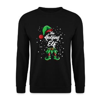 Xmas Christmas Golfer Elf Golfing Elf Costume - Unisex Sweatshirt - black - Front - Alina (178cm) & Michal (187cm)