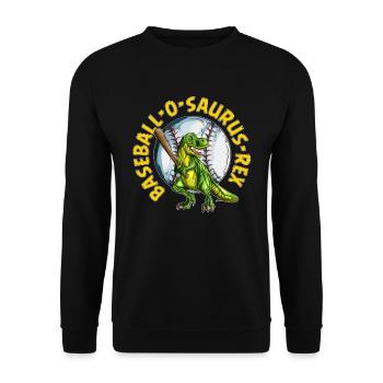 T-Rex Baseball Player Kids Casual Outfit - Unisex Sweatshirt - black - Front - Alina (178cm) & Michal (187cm)