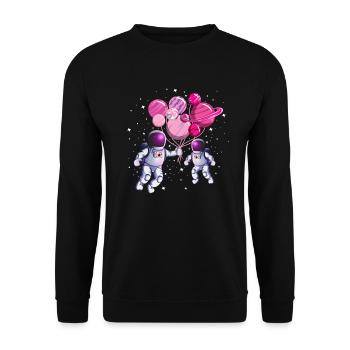 Astronauten Geburtstag Mädchen Planeten Luftballon - Unisex Pullover - Schwarz - Vorne - Alina (178cm) & Michal (187cm)