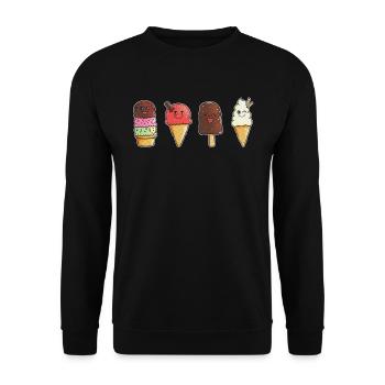 Eissorten Eisliebhaber Kinder lieben Eis Holzstiel - Unisex Pullover - Schwarz - Vorne - Alina (178cm) & Michal (187cm)