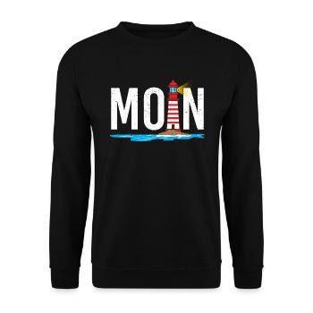 Low German word beach Baltic Sea Saying North Sea - Unisex Sweatshirt - black - Front - Alina (178cm) & Michal (187cm)