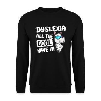 Learn to Write Dyslexia Llama Alpaca - Unisex Sweatshirt - black - Front - Alina (178cm) & Michal (187cm)