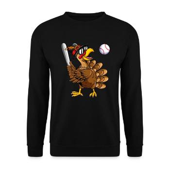 Truthahn Baseball Baseballspiel Turkey Baseball - Unisex Pullover - Schwarz - Vorne - Alina (178cm) & Michal (187cm)
