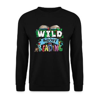 Wild About Reading Buch Wildnis Tiere Grundschule - Unisex Pullover - Schwarz - Vorne - Alina (178cm) & Michal (187cm)