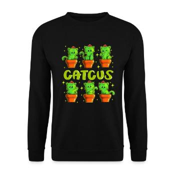 Cactus Plants Cat Owner Pun Catcus - Unisex Sweatshirt - black - Front - Alina (178cm) & Michal (187cm)