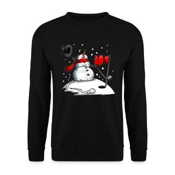 Snowman Golf Clothes Golf in Winter Golf Ball - Unisex Sweatshirt - black - Front - Alina (178cm) & Michal (187cm)