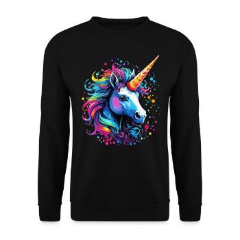 Unicorn Colorful Rainbow Pony - Unisex Sweatshirt - black - Front - Alina (178cm) & Michal (187cm)