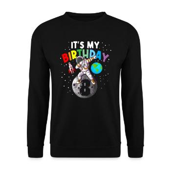 8e anniversaire sur la lune Les enfants C’est mon anniversaire - Sweat-shirt Unisexe - noir - Devant - Alina (178cm) & Michal (187cm)
