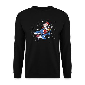 Cadeau de chapeau de Noël du Père Noël Rides Shark - Sweat-shirt Unisexe - noir - Devant - Alina (178cm) & Michal (187cm)