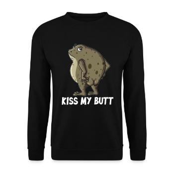 Bad frog mean frogs kiss my butt - Unisex Sweatshirt - black - Front - Alina (178cm) & Michal (187cm)