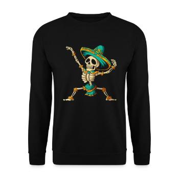 Mexican skeleton dancing in sombrero Halloween - Unisex Sweatshirt - black - Front - Alina (178cm) & Michal (187cm)