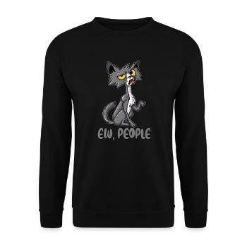 Lustige Katze Ew Menschen Geschenk Mürrische Katze - Unisex Pullover - Schwarz - Vorne - Alina (178cm) & Michal (187cm)