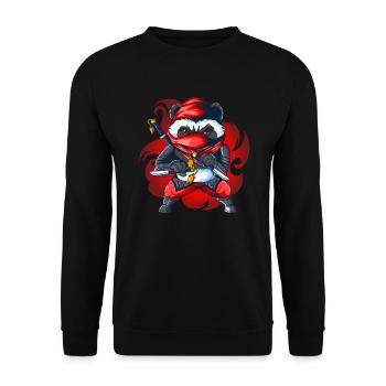 Wilder Panda Ninja Krieger Sport Ninja Geschenk - Unisex Pullover - Schwarz - Vorne - Alina (178cm) & Michal (187cm)