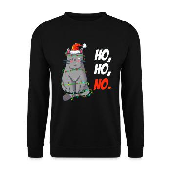 Cat Christmas Shirt X Mas Cat in Fairy Lights - Unisex Sweatshirt - black - Front - Alina (178cm) & Michal (187cm)