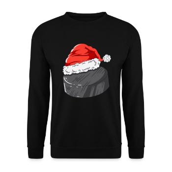 rondelle de hockey sur glace avec chapeau de Père Noël jeu de hockey sur glace - Sweat-shirt Unisexe - noir - Devant - Alina (178cm) & Michal (187cm)