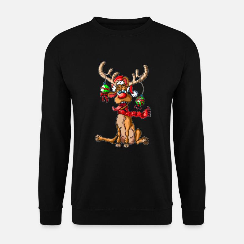 Rentier geschmückt an Weihnachten Christbaumkugeln - Unisex Pullover - Schwarz