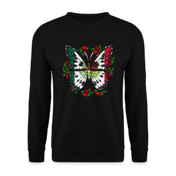 mexikaniSchöner Bunter Schmetterling Insekt Mexiko - Unisex Pullover - Schwarz - Vorne - Alina (178cm) & Michal (187cm)