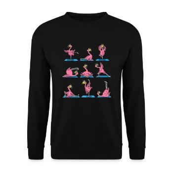 Yoga Flamingo Yoga Exercise Yoga Sport Training Outfit - Unisex Sweatshirt - black - Front - Alina (178cm) & Michal (187cm)