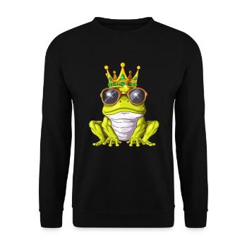Cool Frog Prince Royalty Toads King Crown - Unisex Sweatshirt - black - Front - Alina (178cm) & Michal (187cm)