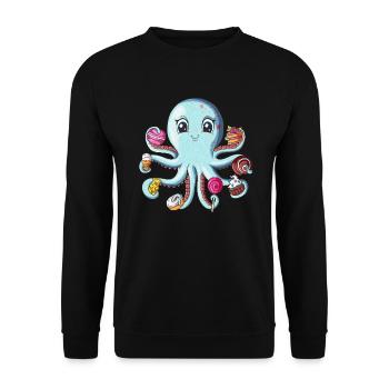 Sweet Tentacle Eight-Armed Octopus Dessert Candy - Unisex Sweatshirt - black - Front - Alina (178cm) & Michal (187cm)