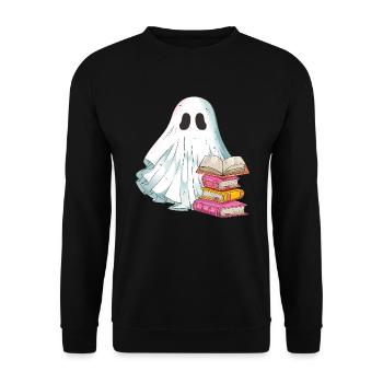 Books Reading Ghost Ghost on Halloween - Unisex Sweatshirt - black - Front - Alina (178cm) & Michal (187cm)