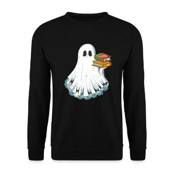 Books Reading Ghost Ghost on Halloween - Unisex Sweatshirt - black - Front - Alina (178cm) & Michal (187cm)