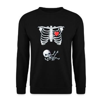 Drôle de grossesse Halloween bébé maman squelette - Sweat-shirt Unisexe - noir - Devant - Alina (178cm) & Michal (187cm)