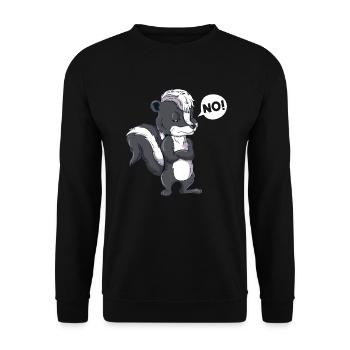 Saying No Work Travel Funny Skunk Says NO - Unisex Sweatshirt - black - Front - Alina (178cm) & Michal (187cm)