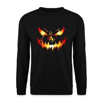 Citrouille Face Flammes Costume d’Halloween - Sweat-shirt Unisexe - noir - Devant - Alina (178cm) & Michal (187cm)