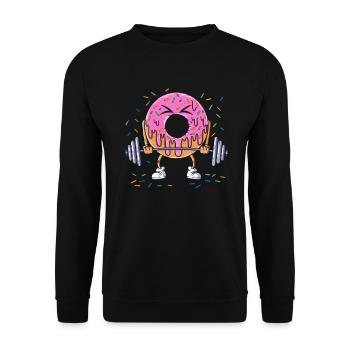 Donut Lifting Weight Trading Workout Gym Training - Unisex Sweatshirt - black - Front - Alina (178cm) & Michal (187cm)