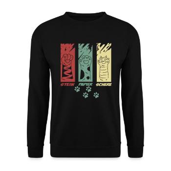 Chat Propriétaire Ciseaux Pierre Papier Chat Pattes - Sweat-shirt Unisexe - noir - Devant - Alina (178cm) & Michal (187cm)