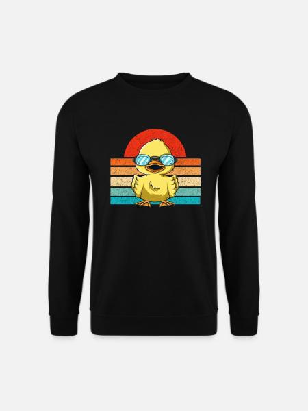 Coole Retro Ente trägt Sonnenbrille am Ententeich - Unisex Pullover - Schwarz