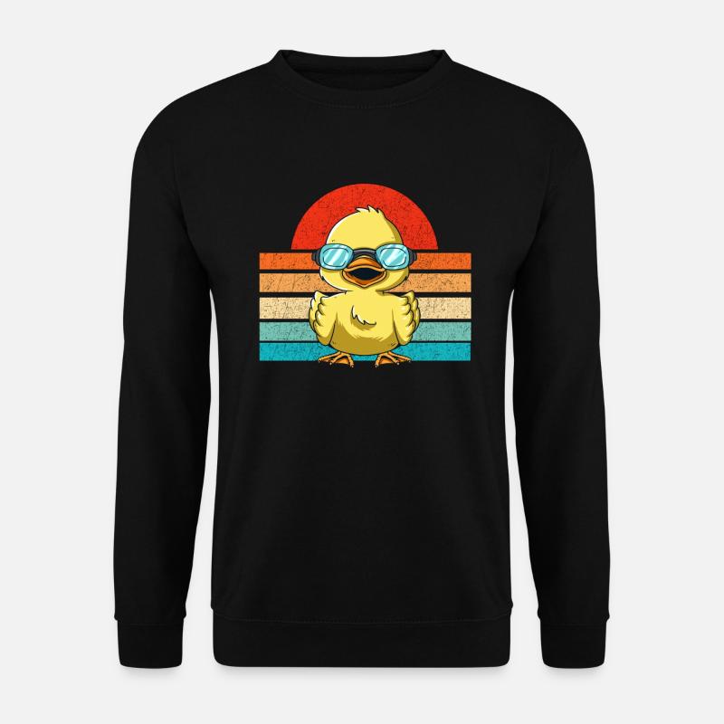 Coole Retro Ente trägt Sonnenbrille am Ententeich - Unisex Pullover - Schwarz