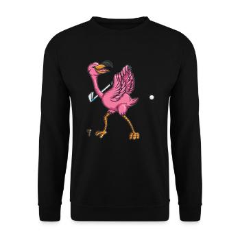 Flamingo Golf Golfer Golf Ball Leisure Sports Shirt - Sweat-shirt Unisexe - noir - Devant - Alina (178cm) & Michal (187cm)