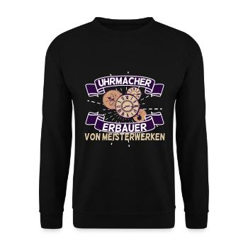 Uhrmacher Uhren Handwerker Werkstatt Geschenk - Unisex Pullover - Schwarz - Vorne - Alina (178cm) & Michal (187cm)