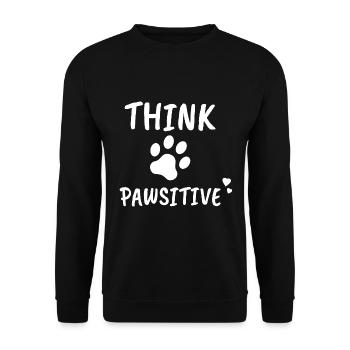 Think Pawsitive Hundepfote Hunde Tatze Optimist - Unisex Pullover - Schwarz - Vorne - Alina (178cm) & Michal (187cm)
