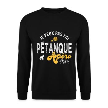 je peux pas j ai pétanque et apéro Humour petanque - Sweat-shirt Unisexe - noir - Devant - Alina (178cm) & Michal (187cm)